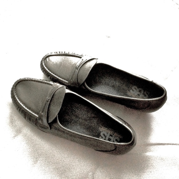 SAS Easier Tripad Comfort Leather Pewter Wedge Heel Loafer Shoes Women 12W - Picture 2 of 9